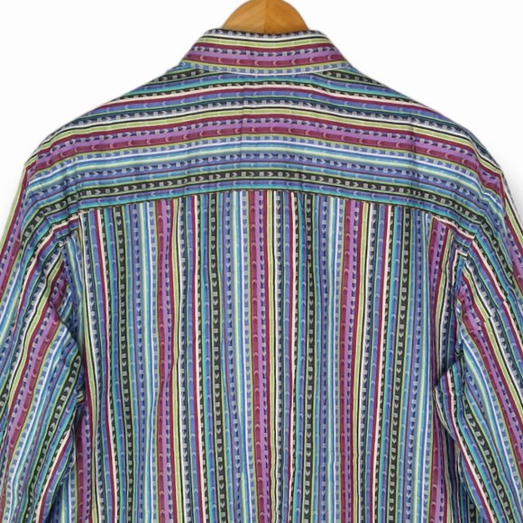 Robert Graham Flip Cuff Button Down Shirt Size XL Long Sleeve Colorful Stripes - Picture 6 of 12